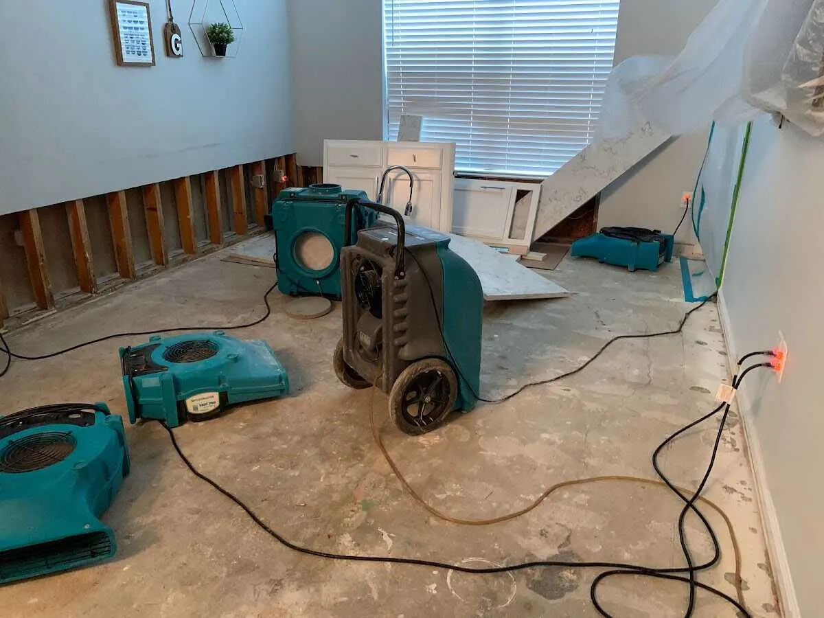 Dehumidifier in flood-cut room for Water Damage Restoration in West Hanover